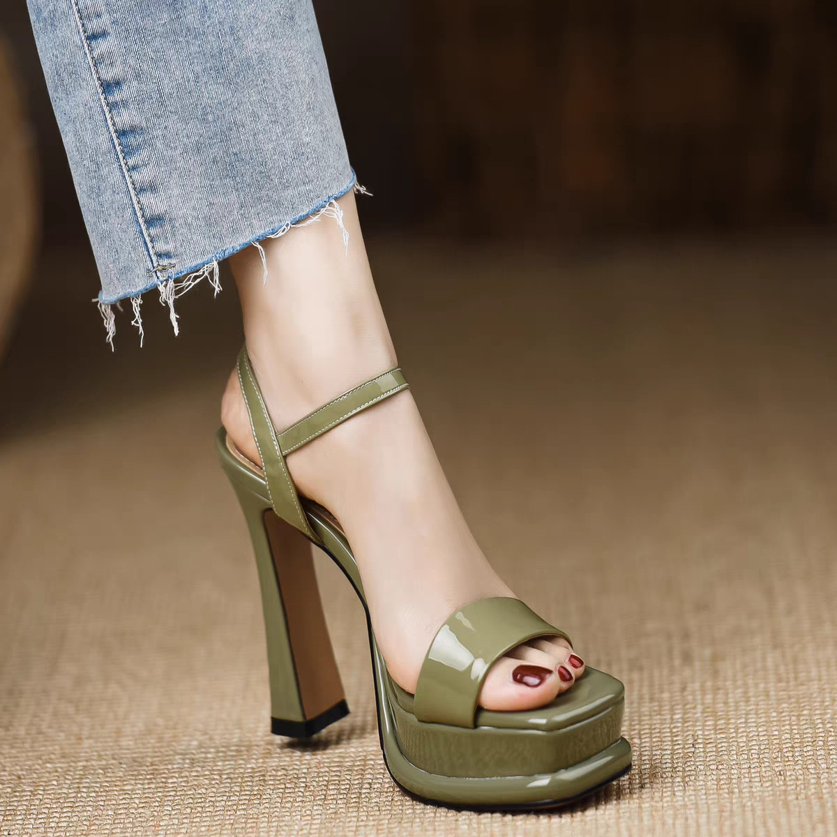 Wanziyan high heel waterproof platform women's shoes for summer simple fashion sexy elegant simple thick heel sandals