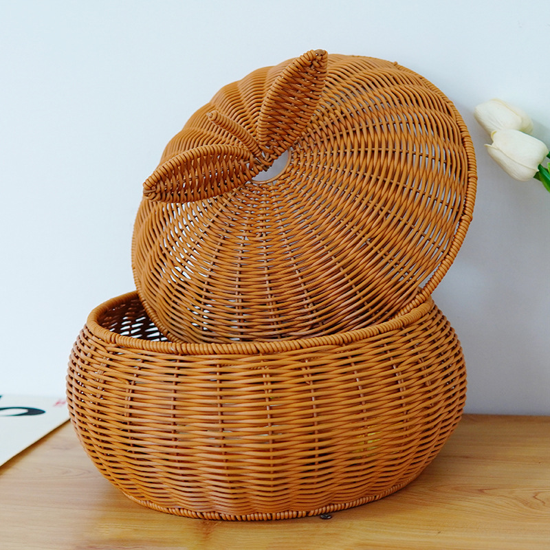 Orange storage tank with lid living room tea table fruit snack basket egg basket steamed bun basket tea storage box